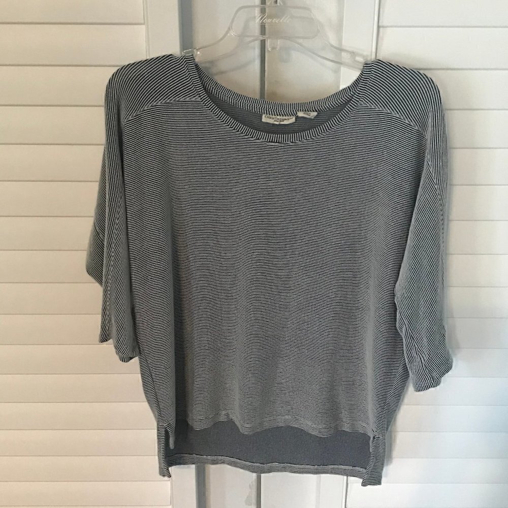 Christian Siriano black/white striped scoop tee, S